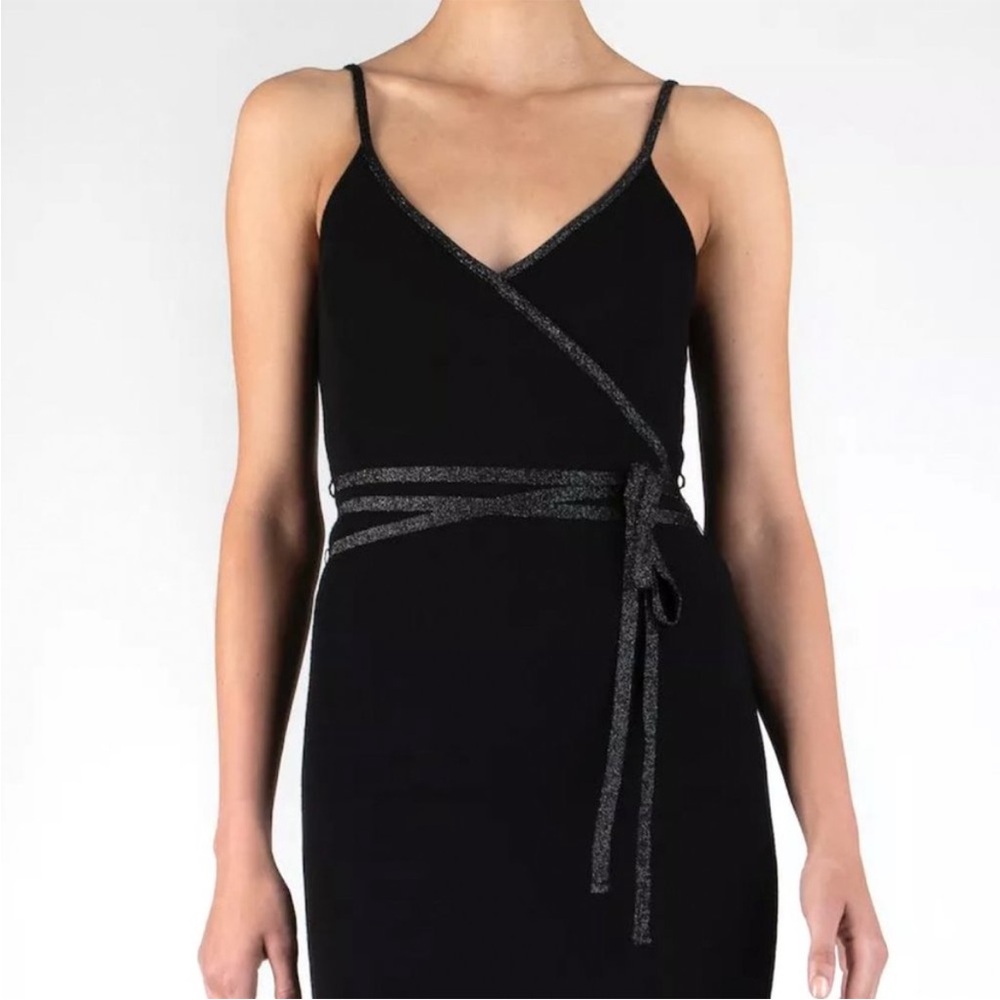ATM Black Wrap Dress - Picture 3 of 12